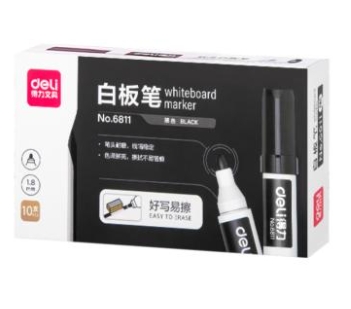 得力 白板笔，6811黑，10支/盒 单位：盒 (替代：RAM749）
