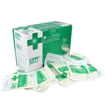 AMMEX/爱马斯 无粉一次性手套，TLFCSIP44100，橡胶材质 灭菌 中号，10盒/箱(新旧包装随机发