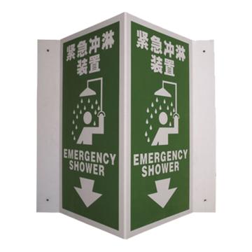 SAFEWARE/安赛瑞 V型标识-紧急冲淋装置，ABS板，400mm高×200mm宽，39015