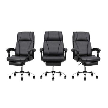 Deli/得力 150°大角度可躺皮椅老板椅办公椅，87088(黑色) 带脚托 不含安装