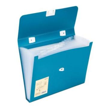 Deli/得力 13格A4手提风琴包，多层文件夹收纳资料册 文件保护 浅蓝72593 单位：个