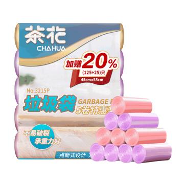 CHAHUA/茶花 加厚垃圾袋 25只*5卷 45*55cm ,3215P