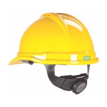 MSA/梅思安 V-Gard PE豪华型安全帽 ,10172513 ,黄 超爱戴帽衬 D型下颏带