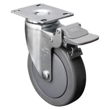 EDL/易得力 平顶刹车超级人造胶(TPE)脚轮，脚轮轻型4寸70kg，37124H-374-57