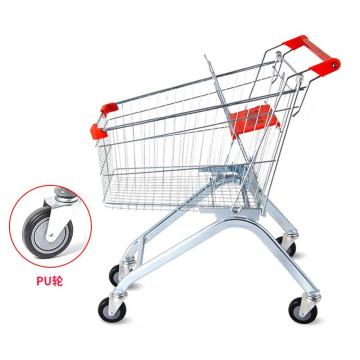 HSDK/海斯迪克 超市购物车，商场手推车儿童可坐加厚理货车 100L 银白（PU轮）HKCL-205