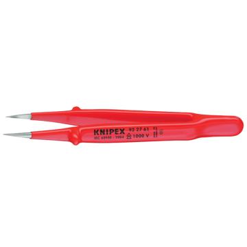 KNIPEX/凯尼派克 Knipex 绝缘镊子，130mm不锈钢防磁(亚光镀镍、浸塑绝缘手柄，1000V)，92 27 61