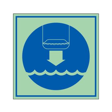 SAFEWARE/安赛瑞 船用IMO安全标识-将救生艇降至水面，自发光板，150×150mm，21034
