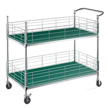 WELLAND/川井 201不锈钢防静电手推车，双层电子车间洁净室物料周转车单扶手工具车90*45*98cm